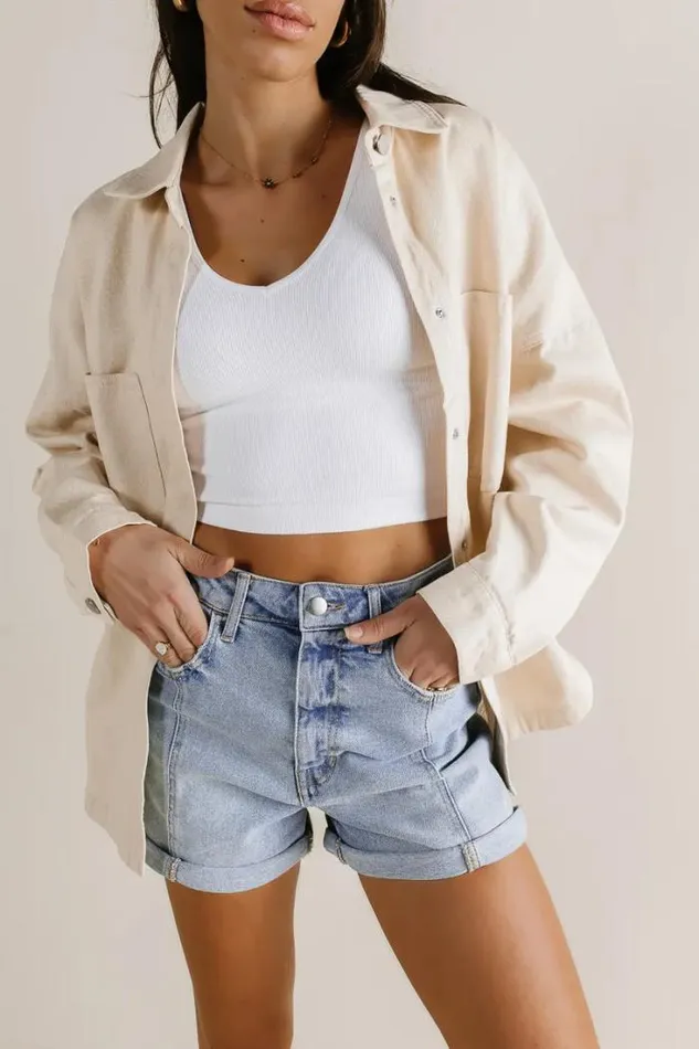 Bohme Outerwear Holland Denim Shacket Cream 8211 Women Bohme Outerwear Holland Denim Shacket Cream 8211 Women
