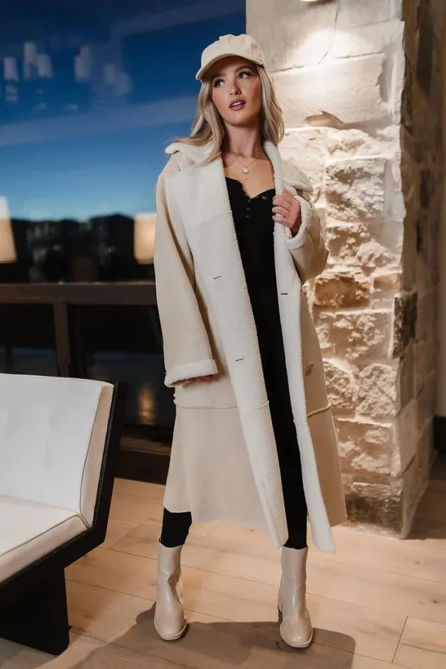 Bohme Outerwear Tessa Sherpa Coat In Cream Cream 8211 Women