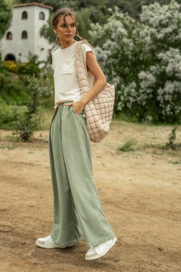 Bohme Pants Katie Wide Leg Tencel Pants In Sage Sage 8211 Women