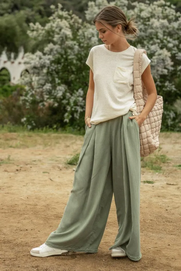 Bohme Pants Katie Wide Leg Tencel Pants In Sage Sage 8211 Women Bohme Pants Katie Wide Leg Tencel Pants In Sage Sage 8211 Women