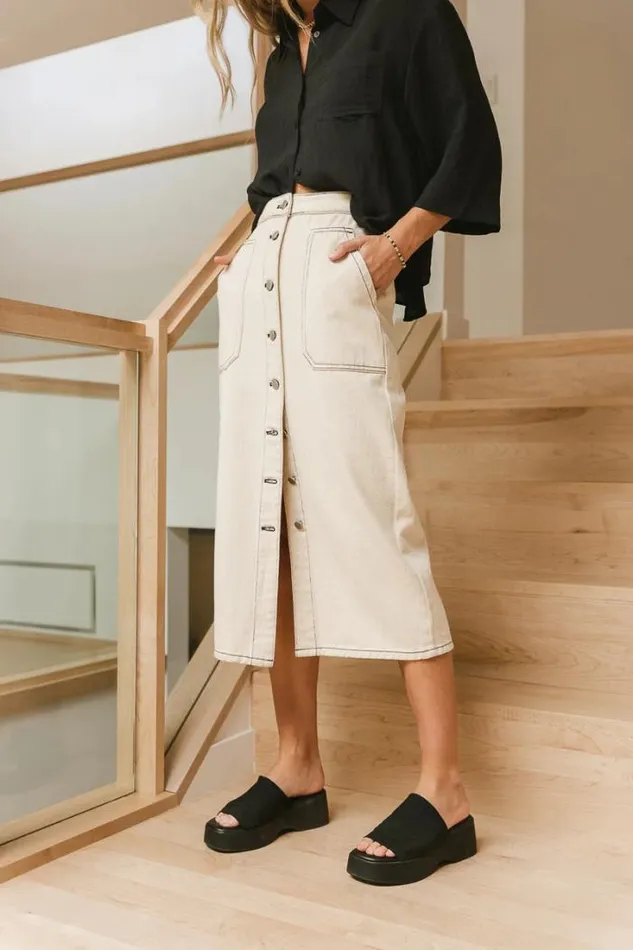 Bohme Skirts Astoria Button Up Skirt 8211 FINAL SALE Cream 8211 Women Bohme Skirts Astoria Button Up Skirt 8211 FINAL SALE Cream 8211 Women