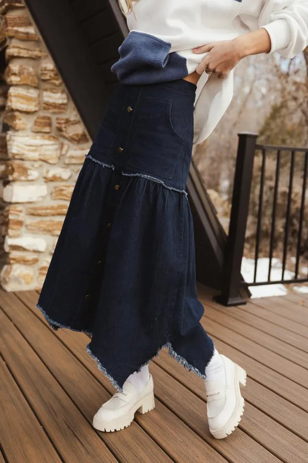 Bohme Skirts Gabriela Denim Skirt Dark Wash 8211 Women