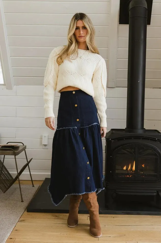 Bohme Skirts Gabriela Denim Skirt Dark Wash 8211 Women Bohme Skirts Gabriela Denim Skirt Dark Wash 8211 Women