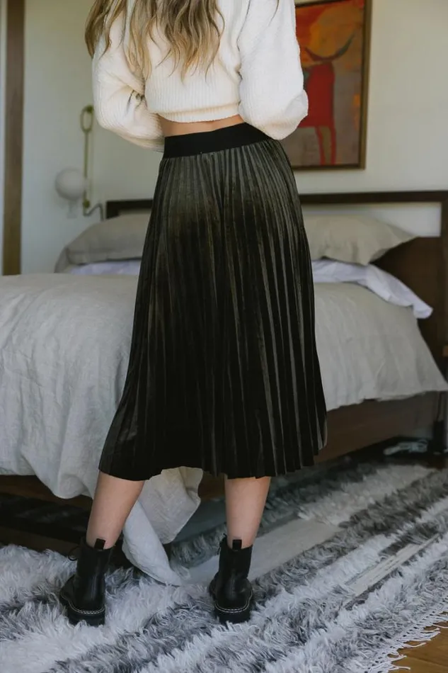 Bohme Skirts Zoe Velour Skirt In Olive Olive 8211 Women Bohme Skirts Zoe Velour Skirt In Olive Olive 8211 Women