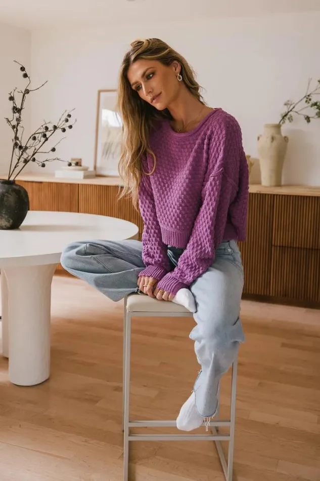 Bohme Sweaters Lauren Textured Sweater In Fuchsia 8211 FINAL SALE Fuchsia 8211 Women Bohme Sweaters Lauren Textured Sweater In Fuchsia 8211 FINAL SALE Fuchsia 8211 Women