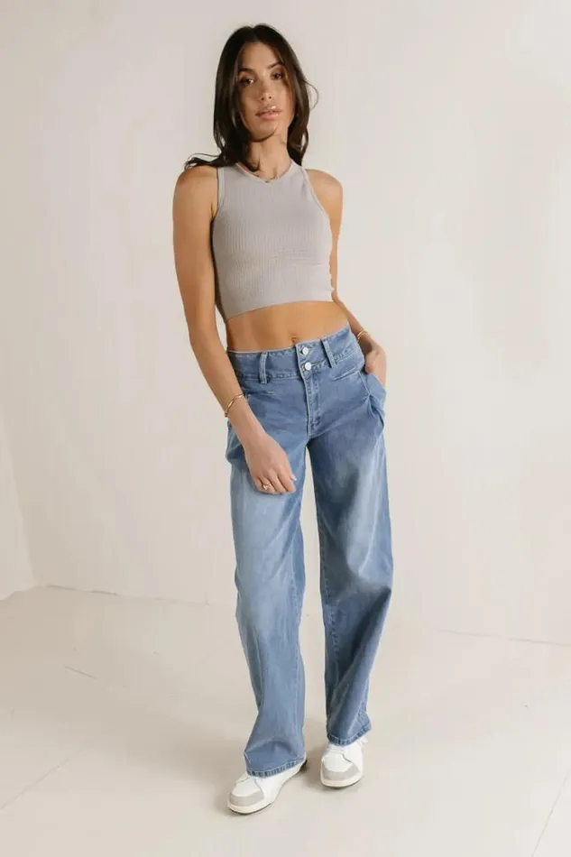 Bohme Tees and Tanks Ines Waffle Knit Tank In Grey Grey 8211 Women
