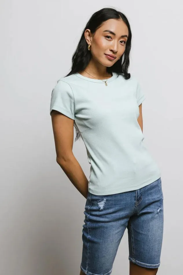 Bohme Tops Addison Ribbed Top In Mint Mint 8211 Women