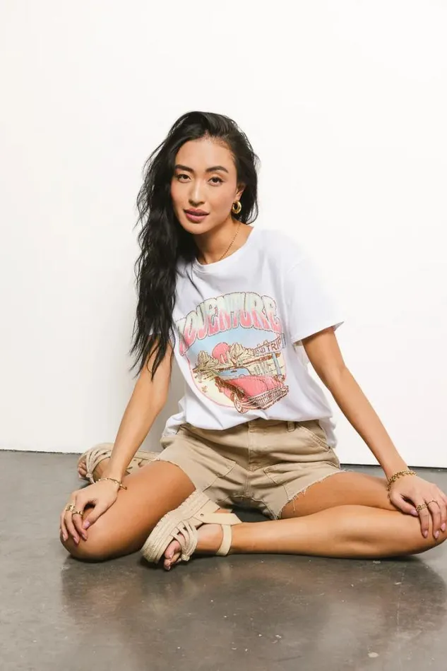 Bohme Tops Adventure Graphic Tee 8211 FINAL SALE White 8211 Women Bohme Tops Adventure Graphic Tee 8211 FINAL SALE White 8211 Women