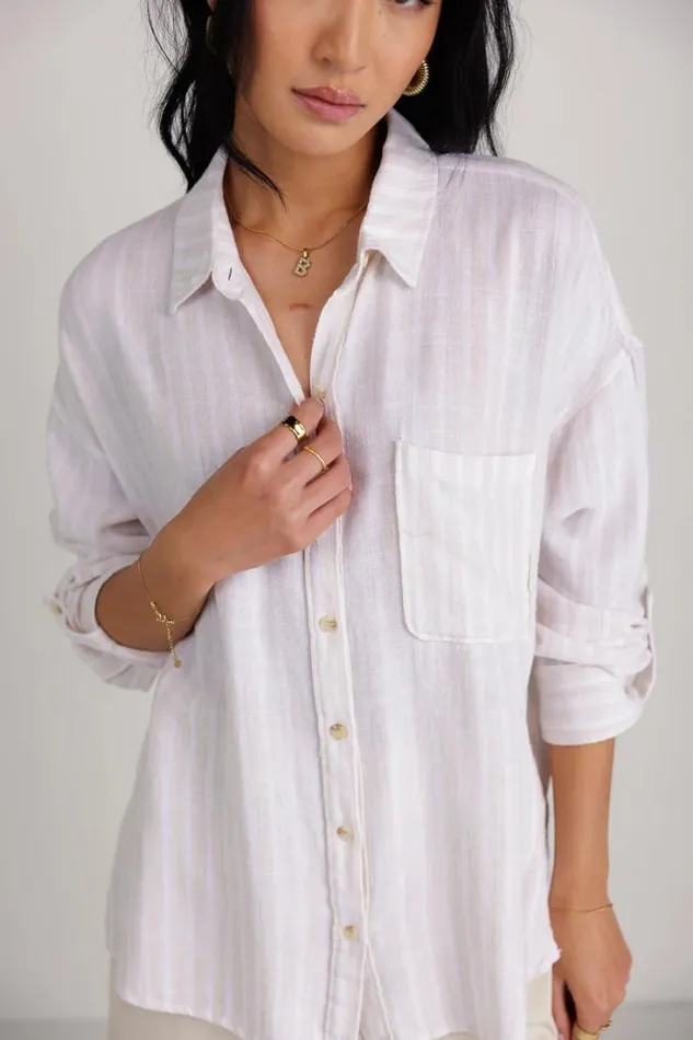 Bohme Tops Aiyanna Striped Button Up In Natural Natural 8211 Women