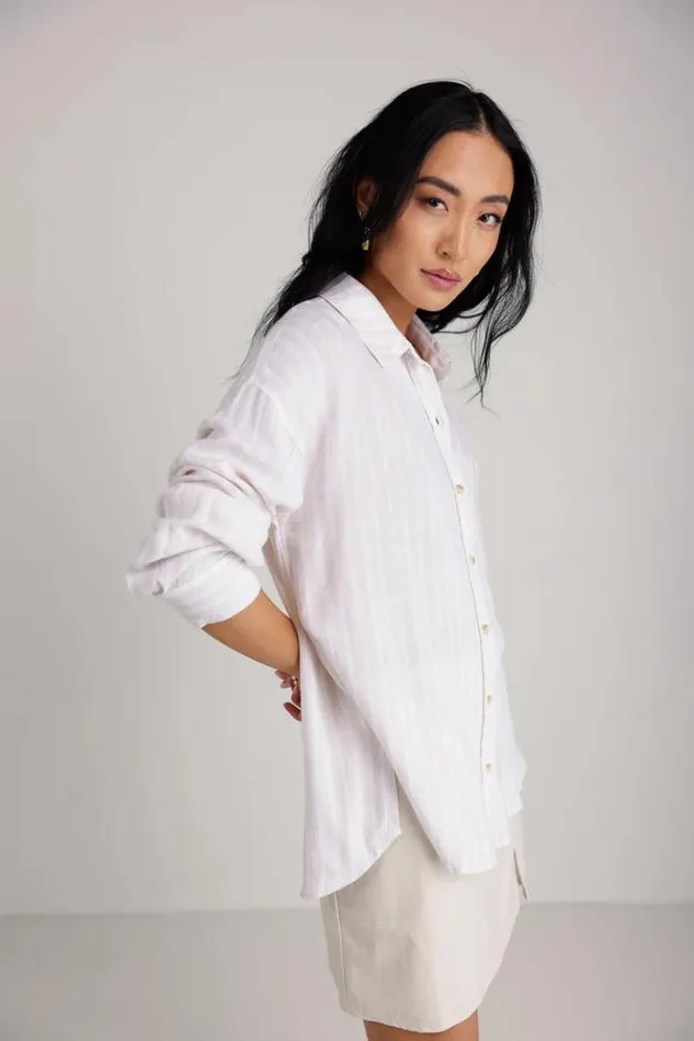 Bohme Tops Aiyanna Striped Button Up In Natural Natural 8211 Women Bohme Tops Aiyanna Striped Button Up In Natural Natural 8211 Women