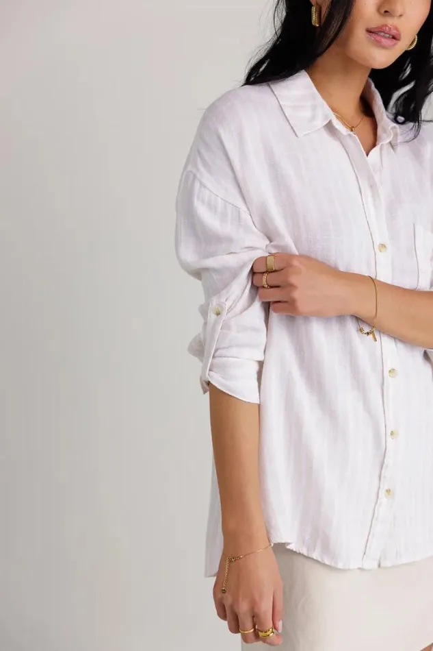Bohme Tops Aiyanna Striped Button Up In Natural Natural 8211 Women Bohme Tops Aiyanna Striped Button Up In Natural Natural 8211 Women