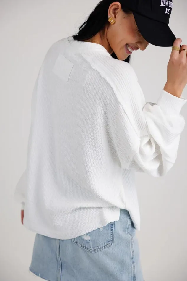Bohme Tops Arabella Ribbed Henley Top In White White 8211 Women Bohme Tops Arabella Ribbed Henley Top In White White 8211 Women