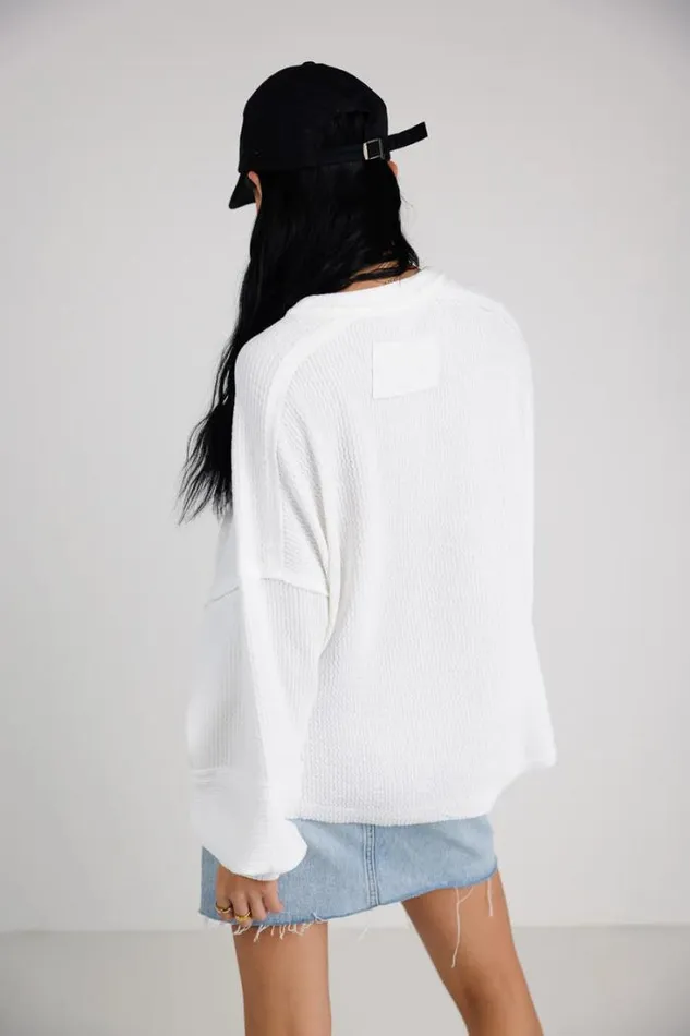 Bohme Tops Arabella Ribbed Henley Top In White White 8211 Women Bohme Tops Arabella Ribbed Henley Top In White White 8211 Women