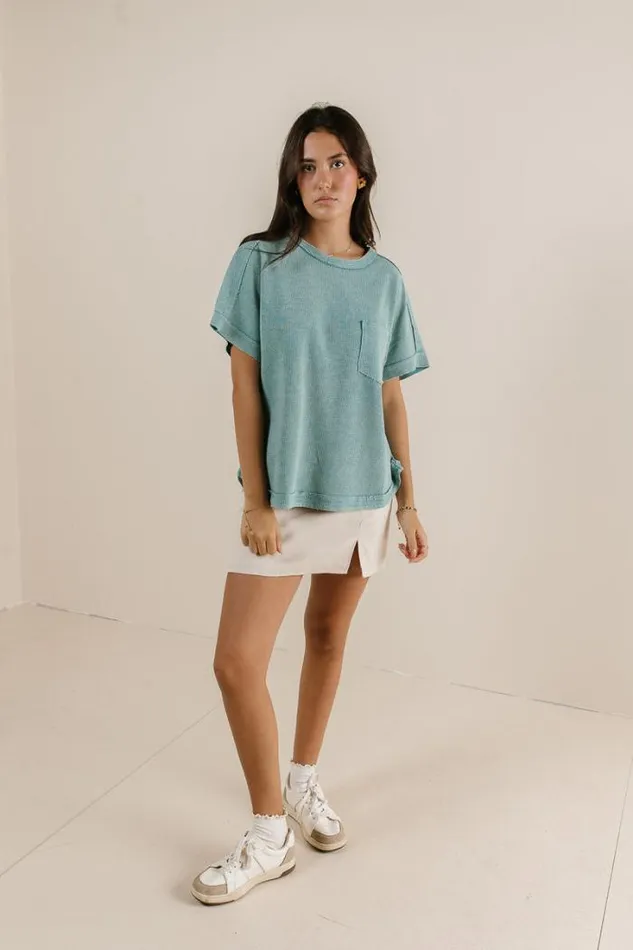 Bohme Tops Ariella Waffle Knit Top In Blue Blue 8211 Women