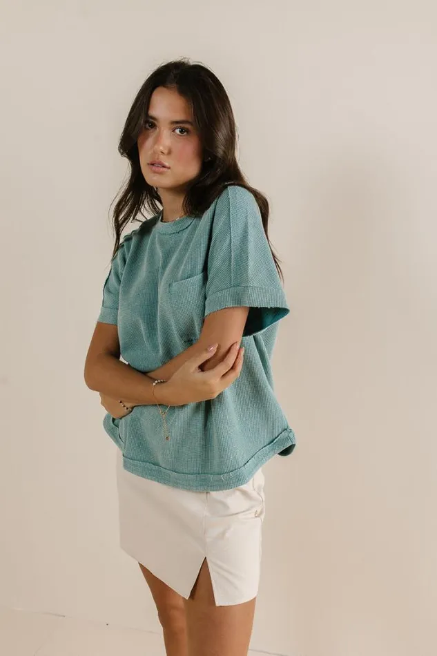 Bohme Tops Ariella Waffle Knit Top In Blue Blue 8211 Women Bohme Tops Ariella Waffle Knit Top In Blue Blue 8211 Women