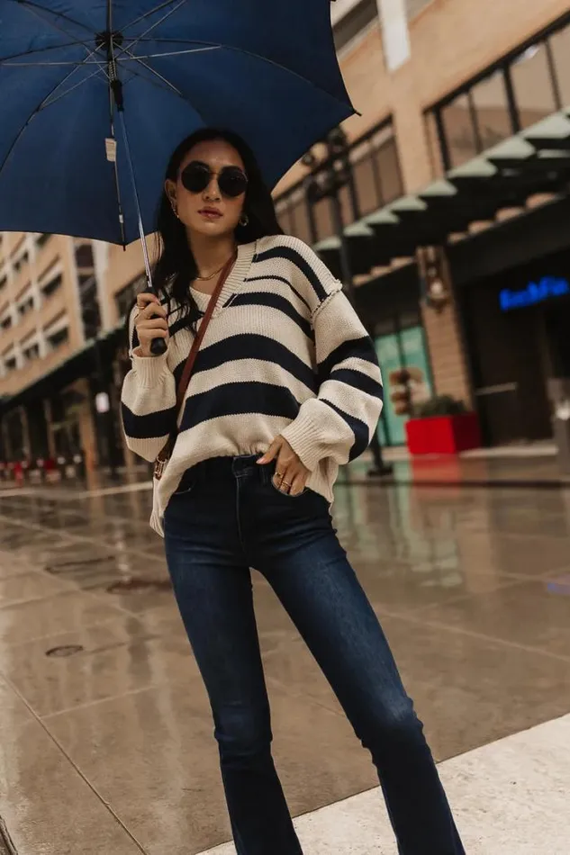 Bohme Tops Brett Striped Sweater In Navy Navy 8211 Women