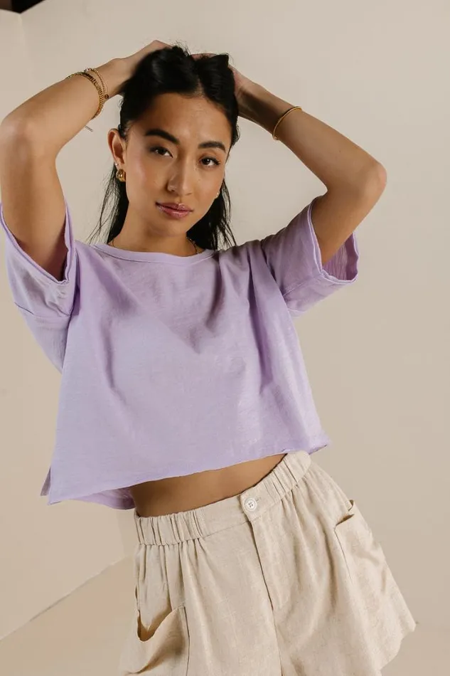 Bohme Tops Celine Cropped TShirt In Lavender Lavender 8211 Women