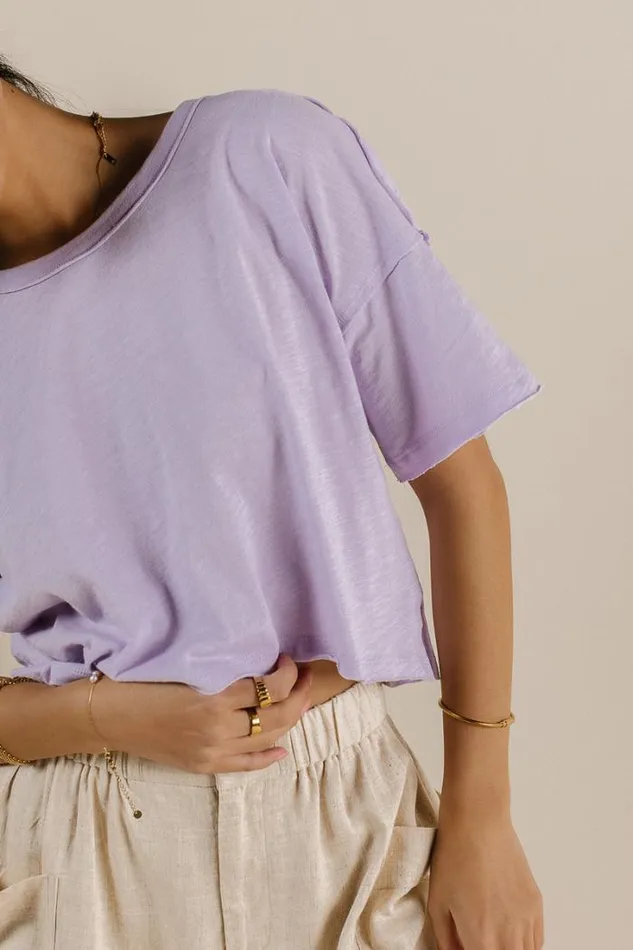 Bohme Tops Celine Cropped TShirt In Lavender Lavender 8211 Women Bohme Tops Celine Cropped TShirt In Lavender Lavender 8211 Women