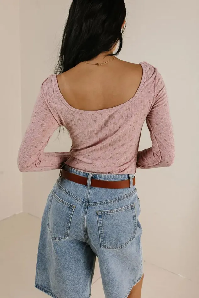 Bohme Tops Chloe Floral Ribbed Top In Rose Rose 8211 Women