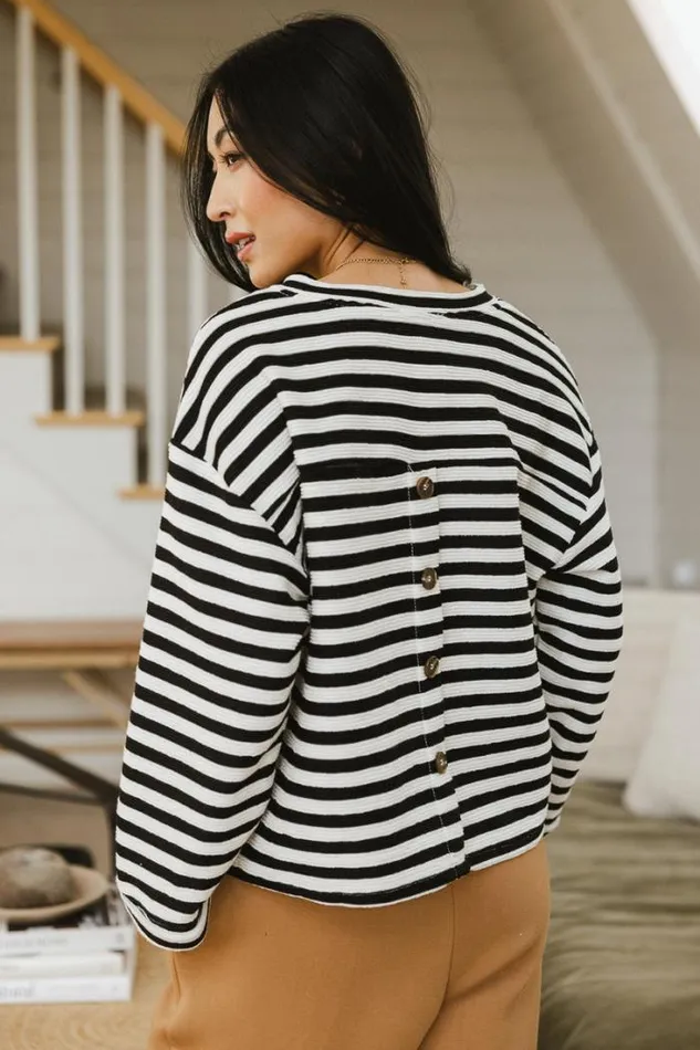 Bohme Tops Collins Striped Knit Top Black 8211 Women