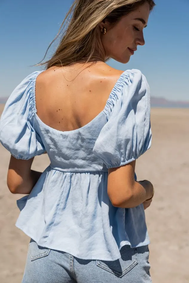 Bohme Tops Dolly Blouse In Blue 8211 FINAL SALE Blue 8211 Women Bohme Tops Dolly Blouse In Blue 8211 FINAL SALE Blue 8211 Women