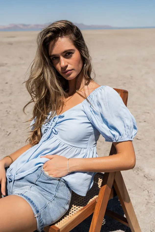 Bohme Tops Dolly Blouse In Blue 8211 FINAL SALE Blue 8211 Women Bohme Tops Dolly Blouse In Blue 8211 FINAL SALE Blue 8211 Women