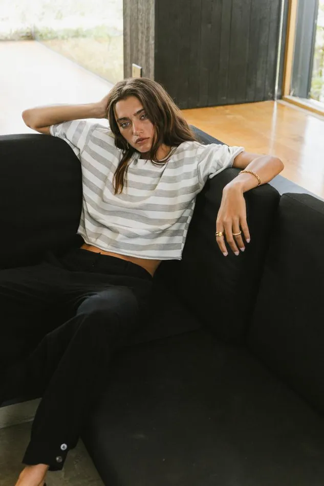 Bohme Tops Felix Striped Top In Grey Grey 8211 Women