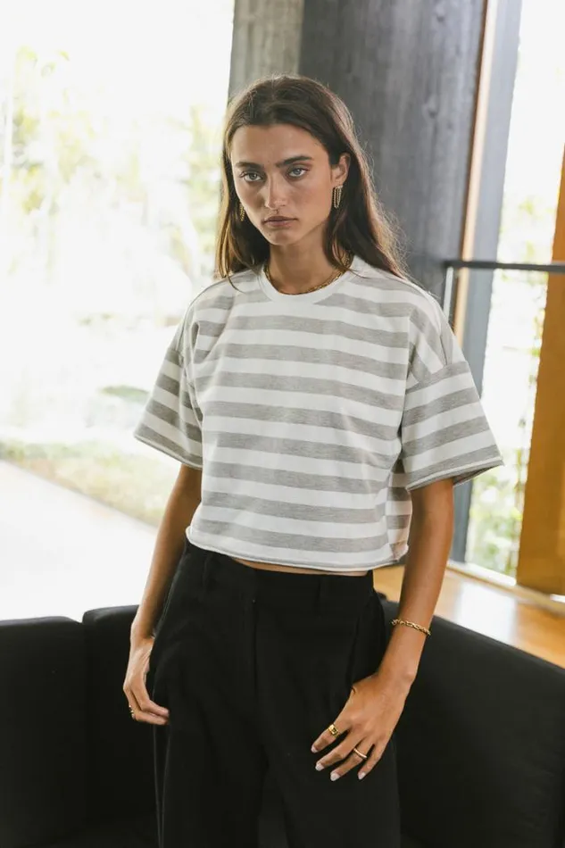 Bohme Tops Felix Striped Top In Grey Grey 8211 Women Bohme Tops Felix Striped Top In Grey Grey 8211 Women