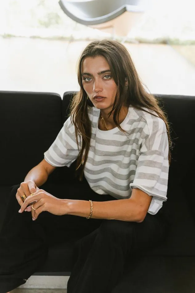 Bohme Tops Felix Striped Top In Grey Grey 8211 Women Bohme Tops Felix Striped Top In Grey Grey 8211 Women