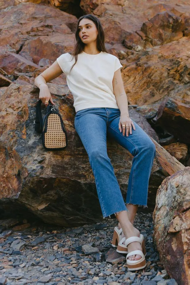 Bohme Tops Gabrielle Muscle Sweater Tee In Cream 8211 FINAL SALE Cream 8211 Women Bohme Tops Gabrielle Muscle Sweater Tee In Cream 8211 FINAL SALE Cream 8211 Women