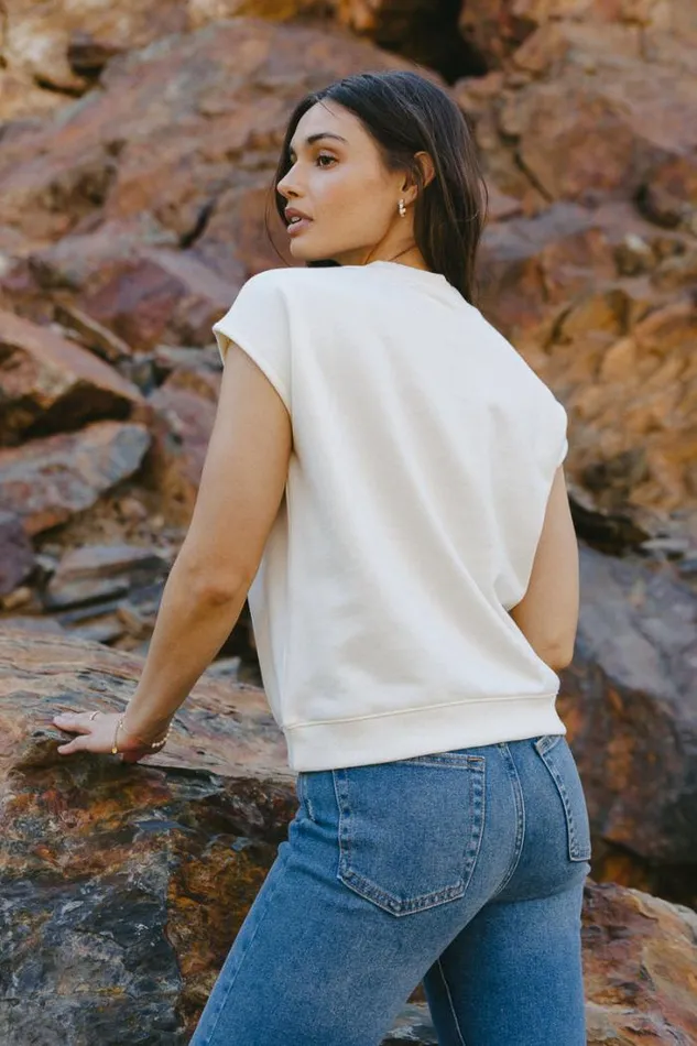 Bohme Tops Gabrielle Muscle Sweater Tee In Cream 8211 FINAL SALE Cream 8211 Women Bohme Tops Gabrielle Muscle Sweater Tee In Cream 8211 FINAL SALE Cream 8211 Women