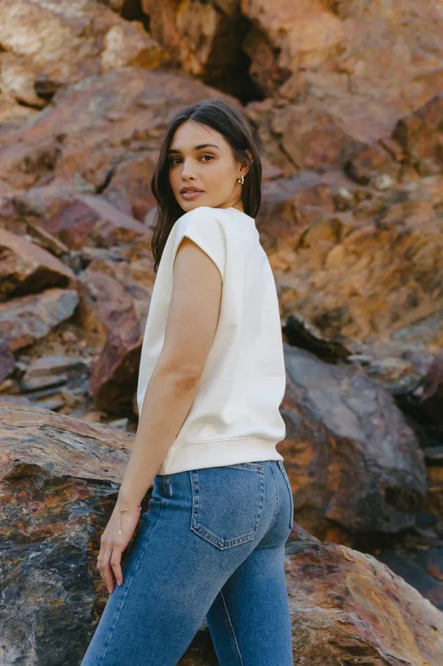 Bohme Tops Gabrielle Muscle Sweater Tee In Cream 8211 FINAL SALE Cream 8211 Women Bohme Tops Gabrielle Muscle Sweater Tee In Cream 8211 FINAL SALE Cream 8211 Women