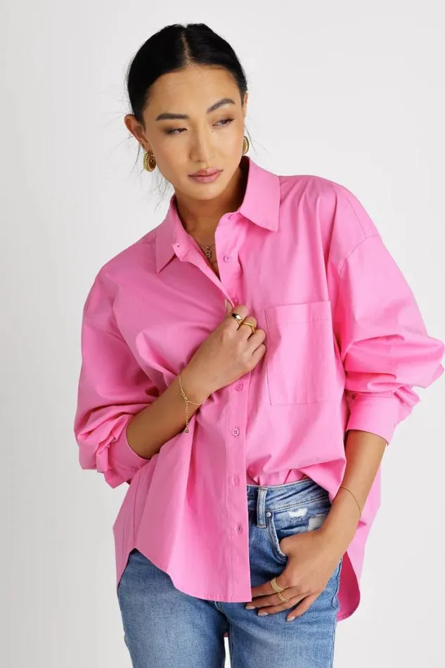 Bohme Tops Gracie Button Up In Pink Pink 8211 Women