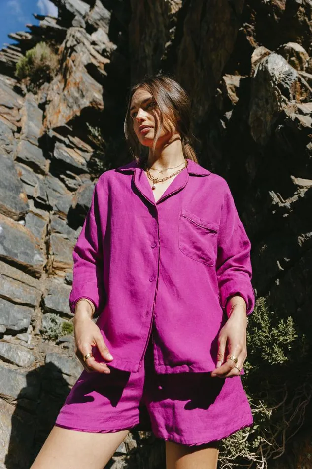 Bohme Tops Jasmine Button Up In Magenta Magenta 8211 Women Bohme Tops Jasmine Button Up In Magenta Magenta 8211 Women