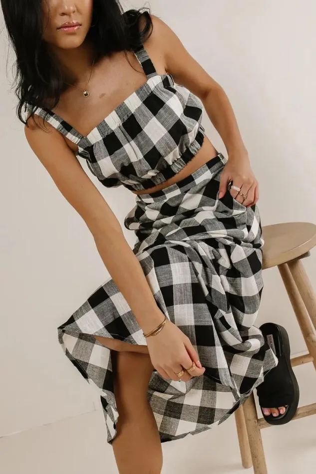 Bohme Tops Jasmine Plaid Crop Top Black 8211 Women