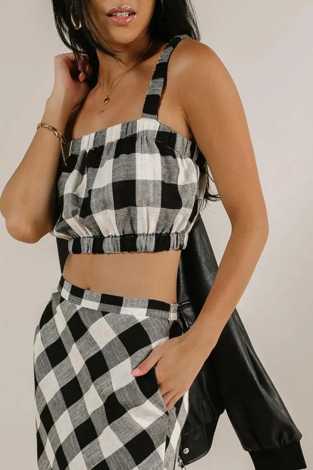 Bohme Tops Jasmine Plaid Crop Top Black 8211 Women Bohme Tops Jasmine Plaid Crop Top Black 8211 Women