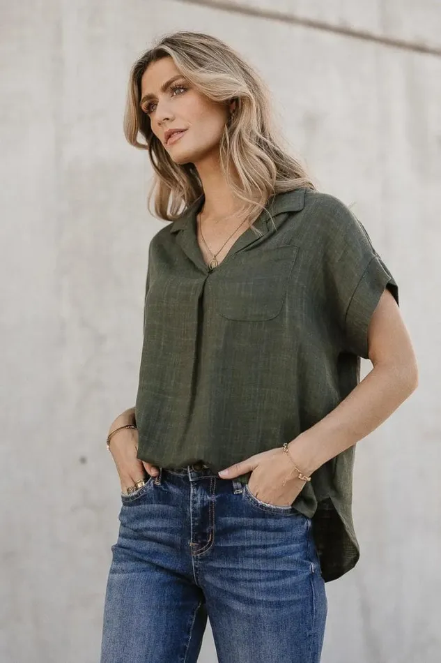 Bohme Tops Kylar Collared Top In Green 8211 FINAL SALE Green 8211 Women