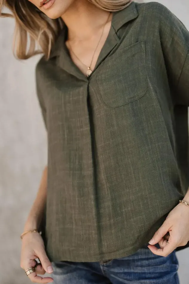 Bohme Tops Kylar Collared Top In Green 8211 FINAL SALE Green 8211 Women Bohme Tops Kylar Collared Top In Green 8211 FINAL SALE Green 8211 Women