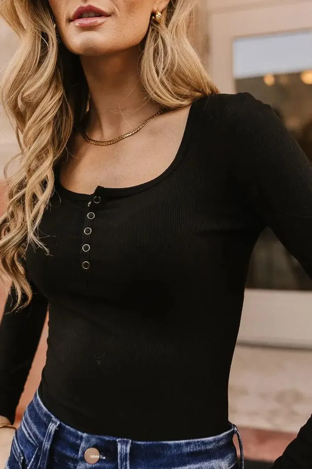 Bohme Tops Lindon Ribbed Bodysuit In Black Black 8211 Women