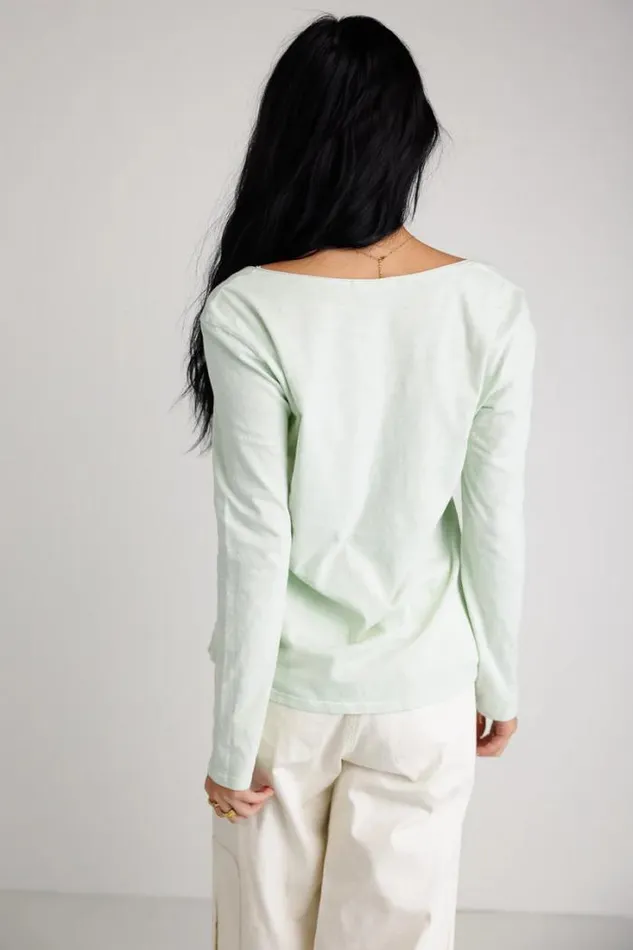 Bohme Tops Long Sleeve VNeck TShirt In Mint Mint 8211 Women Bohme Tops Long Sleeve VNeck TShirt In Mint Mint 8211 Women