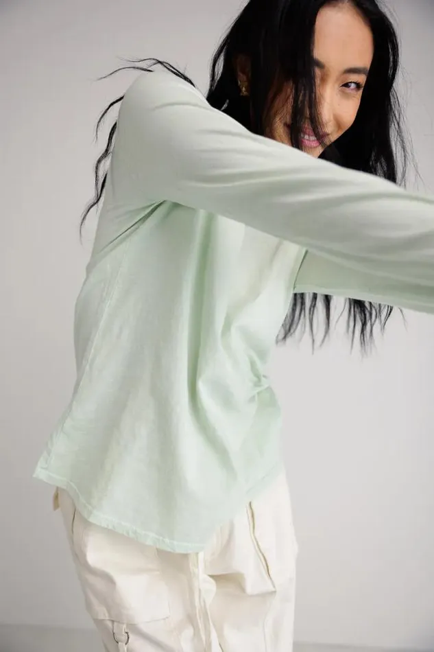 Bohme Tops Long Sleeve VNeck TShirt In Mint Mint 8211 Women Bohme Tops Long Sleeve VNeck TShirt In Mint Mint 8211 Women