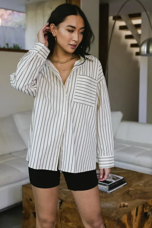 Bohme Tops Matilda Striped Button Up In Cream Cream 8211 Women Bohme Tops Matilda Striped Button Up In Cream Cream 8211 Women