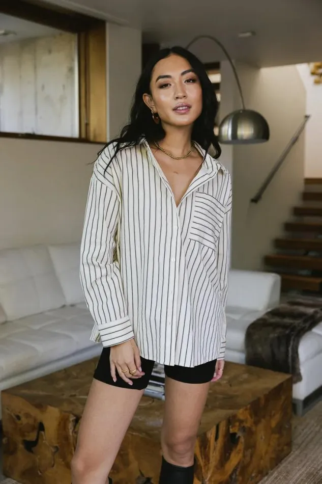 Bohme Tops Matilda Striped Button Up In Cream Cream 8211 Women Bohme Tops Matilda Striped Button Up In Cream Cream 8211 Women