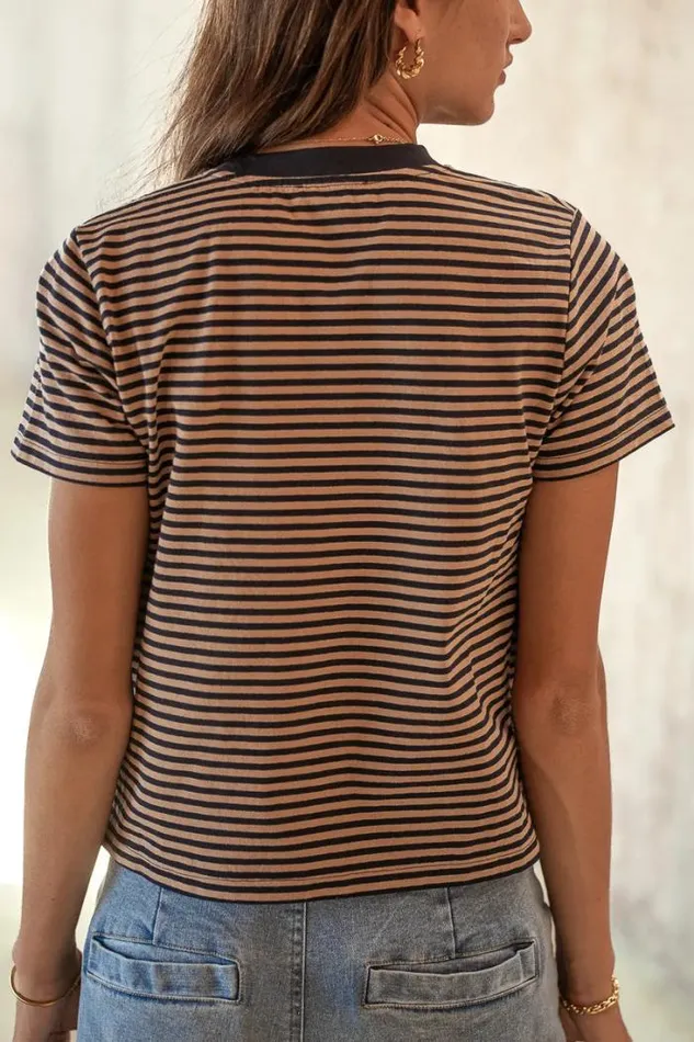 Bohme Tops Mia Top In Navy And Brown Navy 8211 Women
