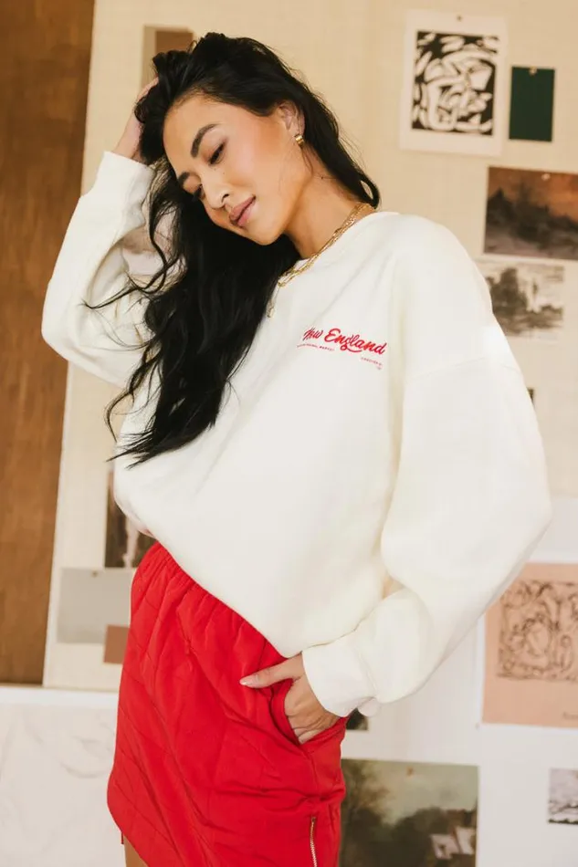 Bohme Tops New England Embroidered Sweatshirt Cream 8211 Women