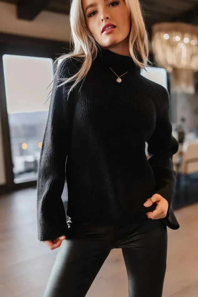 Bohme Tops Paige Mock Neck Sweater In Black Black 8211 Women