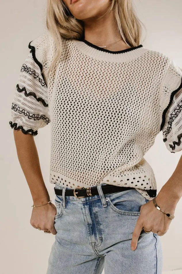 Bohme Tops Paislee Knit Sweater Top Cream 8211 Women