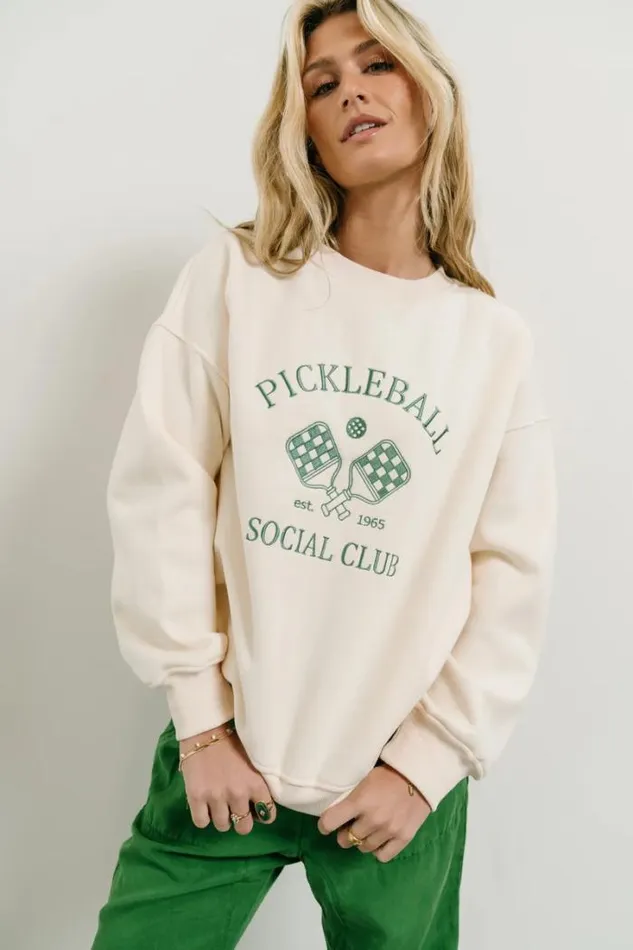Bohme Tops Pickleball Embroidered Sweatshirt Cream 8211 Women Bohme Tops Pickleball Embroidered Sweatshirt Cream 8211 Women