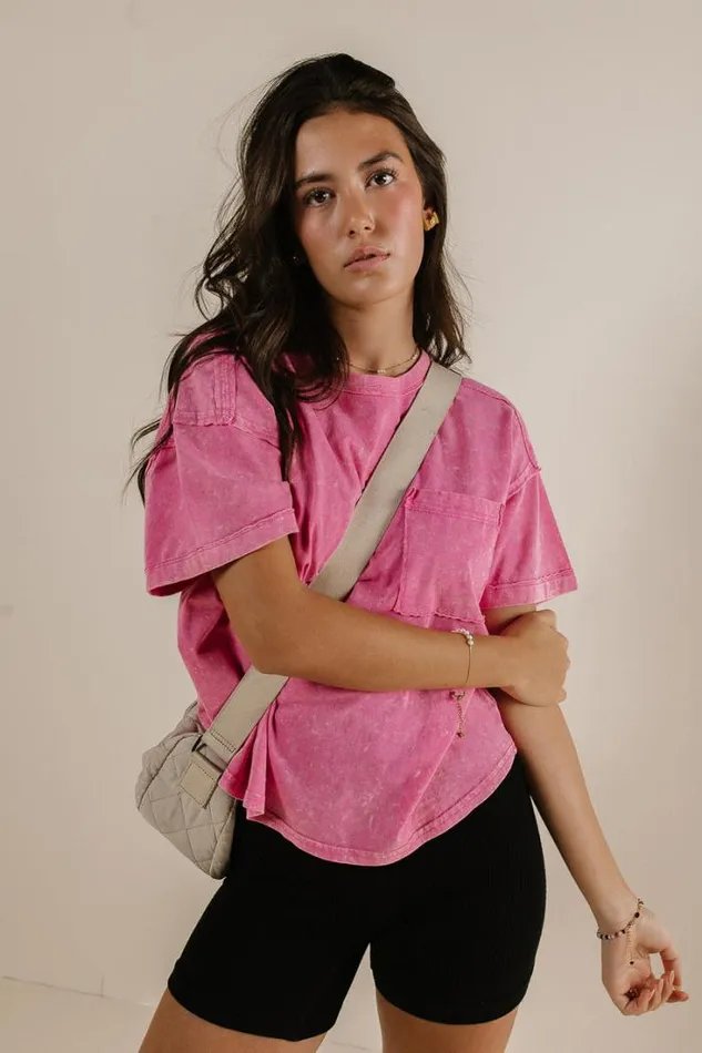 Bohme Tops Raina Washed TShirt In Pink Pink 8211 Women Bohme Tops Raina Washed TShirt In Pink Pink 8211 Women
