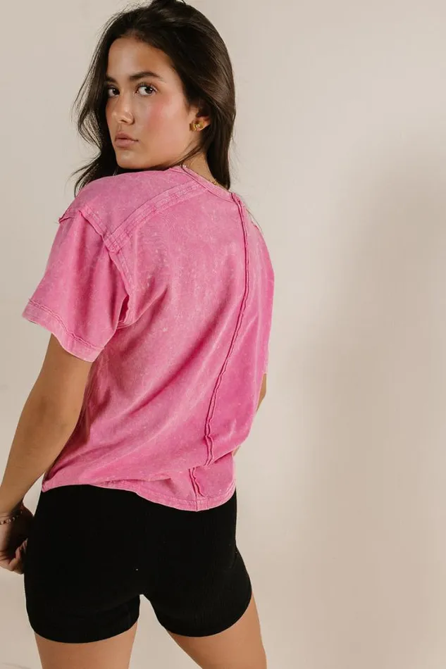 Bohme Tops Raina Washed TShirt In Pink Pink 8211 Women Bohme Tops Raina Washed TShirt In Pink Pink 8211 Women
